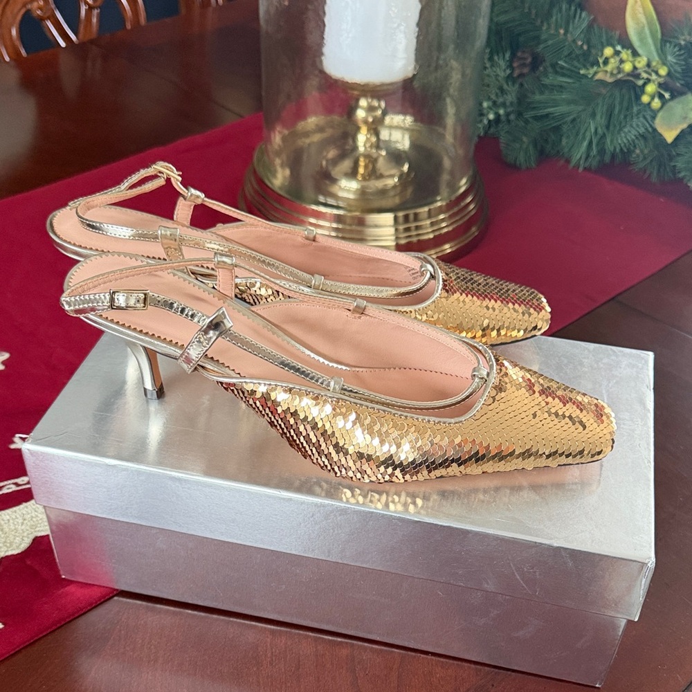J. Crew Gold Sequin Heels